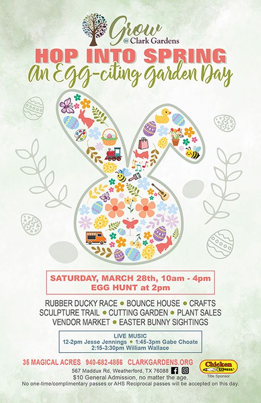 Clark Gardens 2026 Hop Into Spring Flyer Clark Gardens 2026 Hop Into Spring Flyer