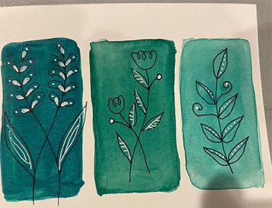 Card Crafting Watercolor Flower Doodles 1