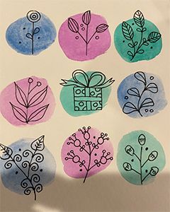 Card Crafting Watercolor Flower Doodles 2