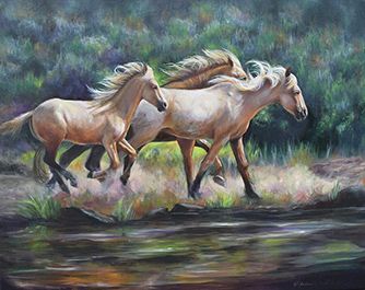 Karen Cheetham painting, "Catching Up"