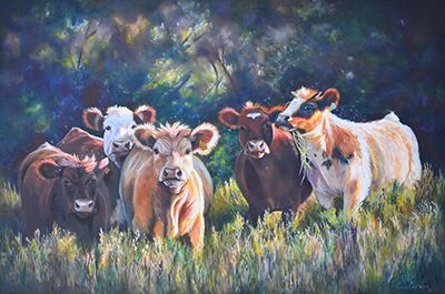 Karen Cheetham painting, "When the Cows Come Home"