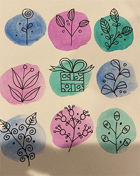 Shirl Watercolor Flower Doodles image